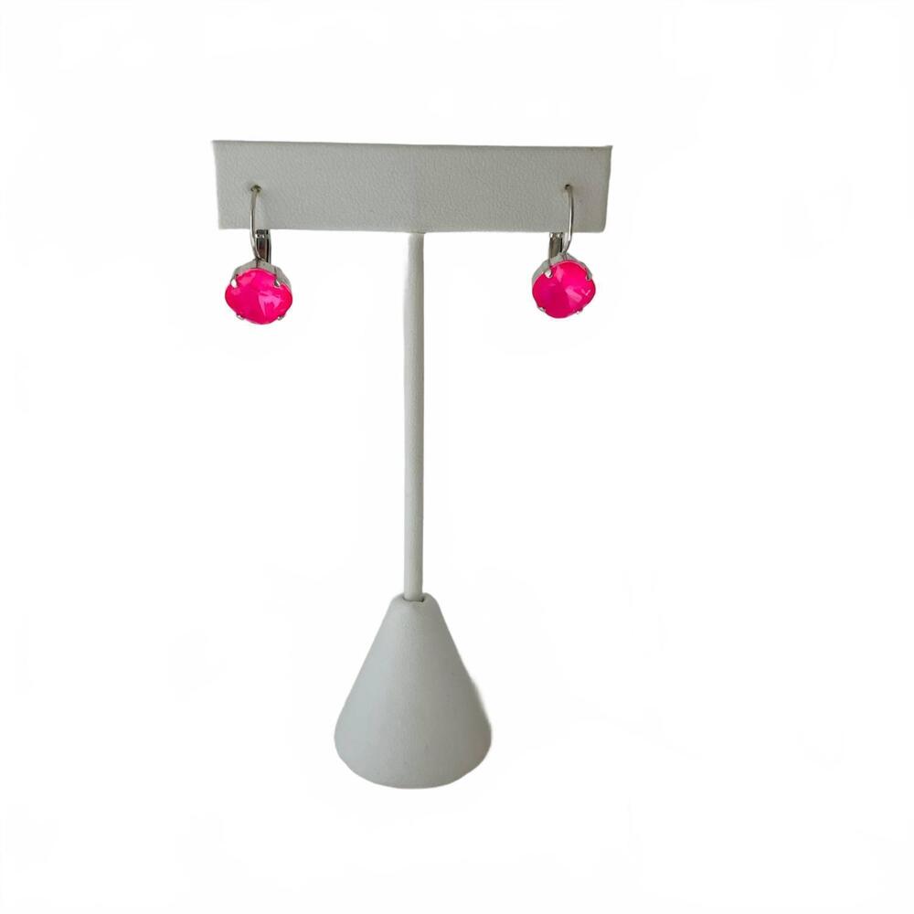 NEW REALIA BY JEN women's crystal drop earrings in pink + silver